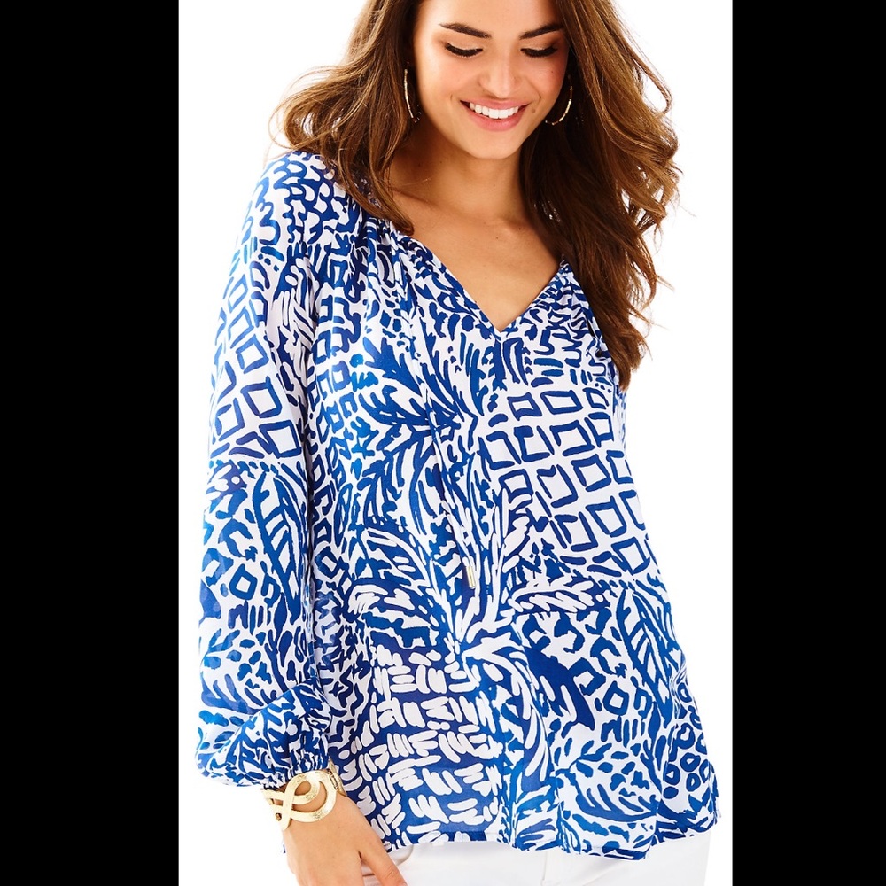 Lilly Pulitzer Willa Top Indigo Home Slice